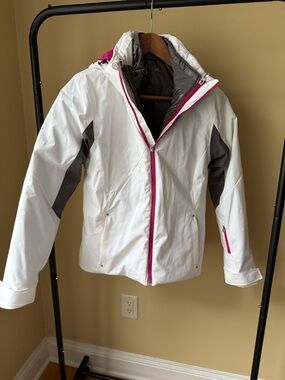 Spyder 3-in-1 White Ski Jacket with Pink and Gray Accents